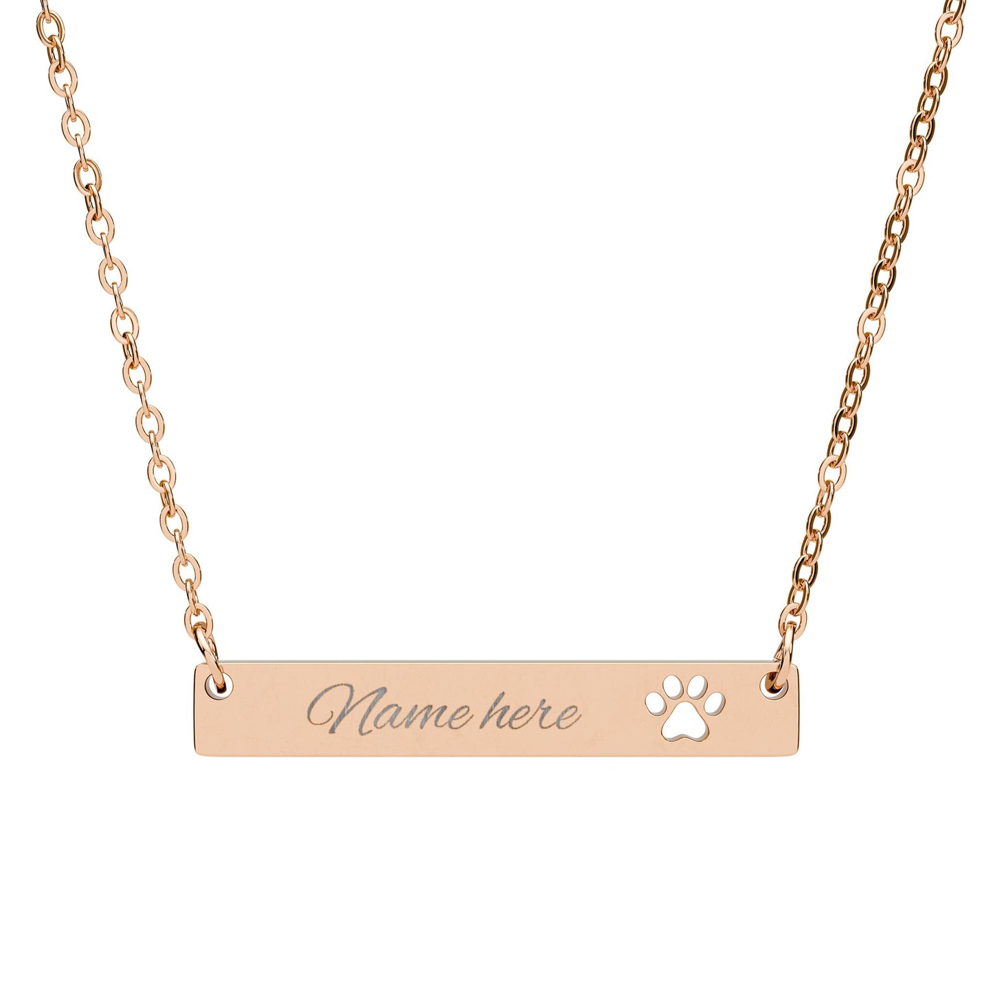 Cutout Paw Bar Necklace (Engraving)