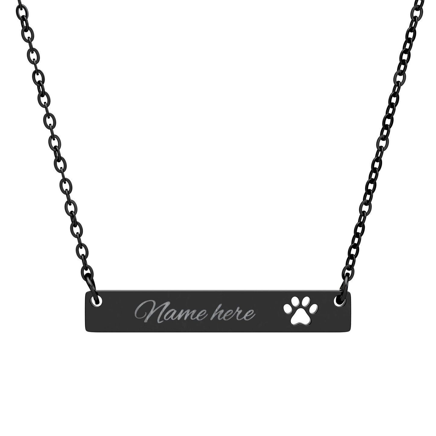 Cutout Paw Bar Necklace (Engraving)